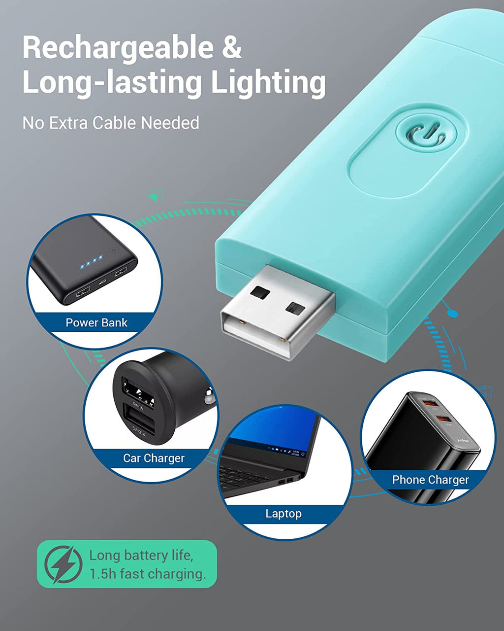Book Reading Light with Clip, USB Rechargeble Booklight (Blue) | Brightness Adjustable, Amber & Warm White Glow